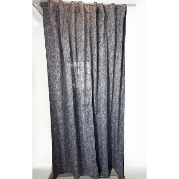 At Home Blue Textured Linen Look Curtain Panels 84”x37” Tab Top Set of 2 - Picture 7 of 12